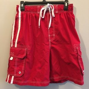 OP Ocean Pacific men’s Swim Trunks, red, Medium
